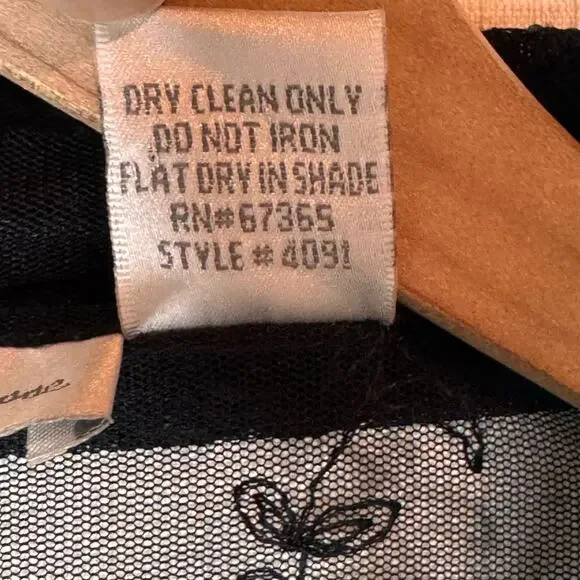 CHARLOTTE RUSSE Mesh Top Womens L Button Down Floral Embroidered Sheer Fairygoth - Picture 7 of 10